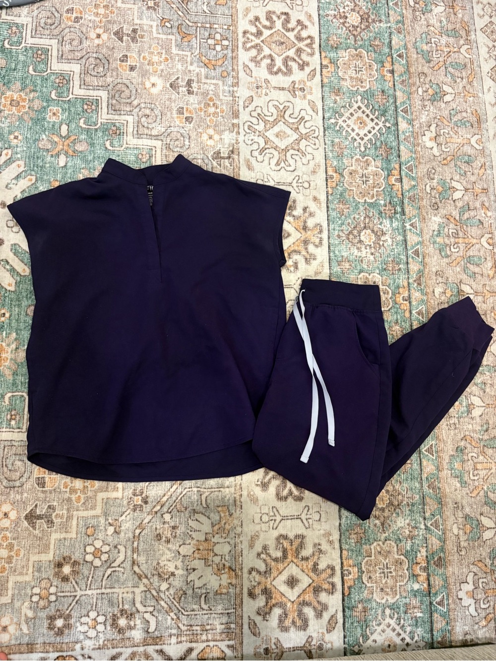 Figs Purple Jam Scrub Set with White Drawstring